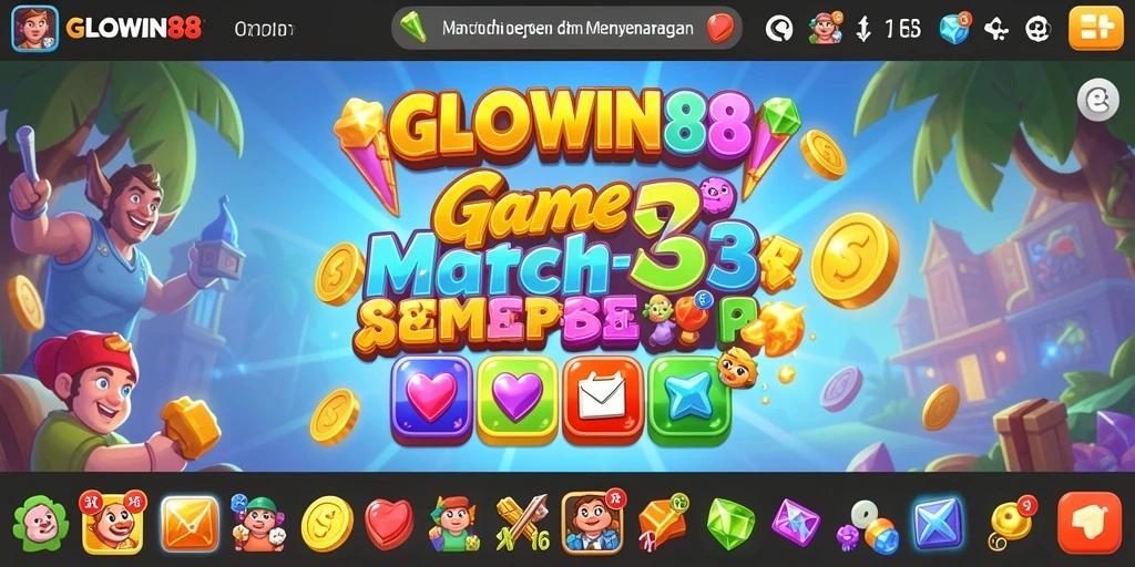 Tampilan gameplay Match-3 yang menarik di GLOWIN88.