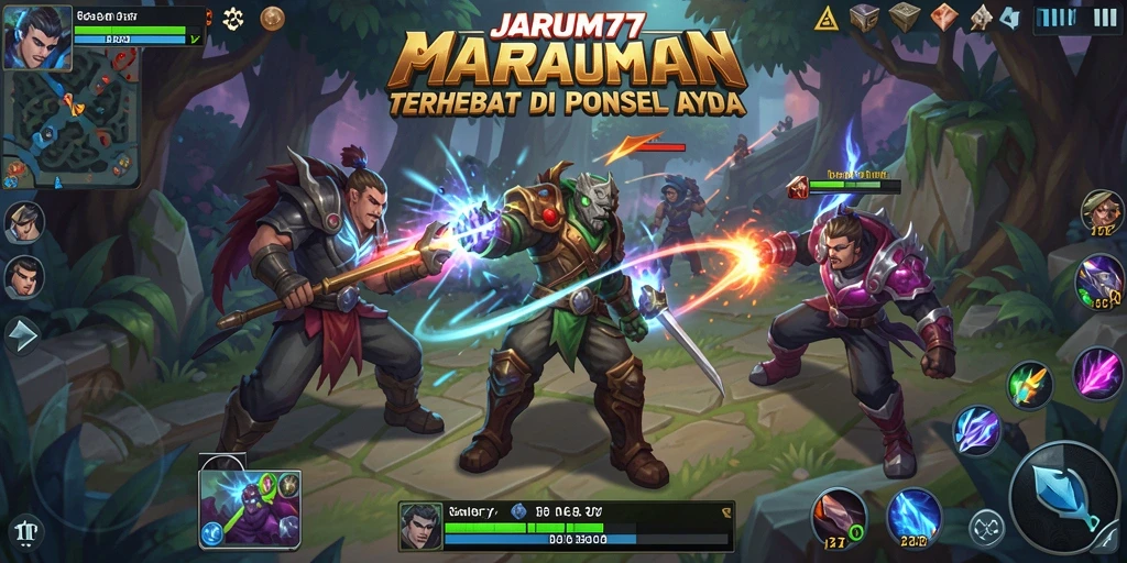 Screenshot gameplay JARUM77 yang menampilkan aksi pertarungan seru.