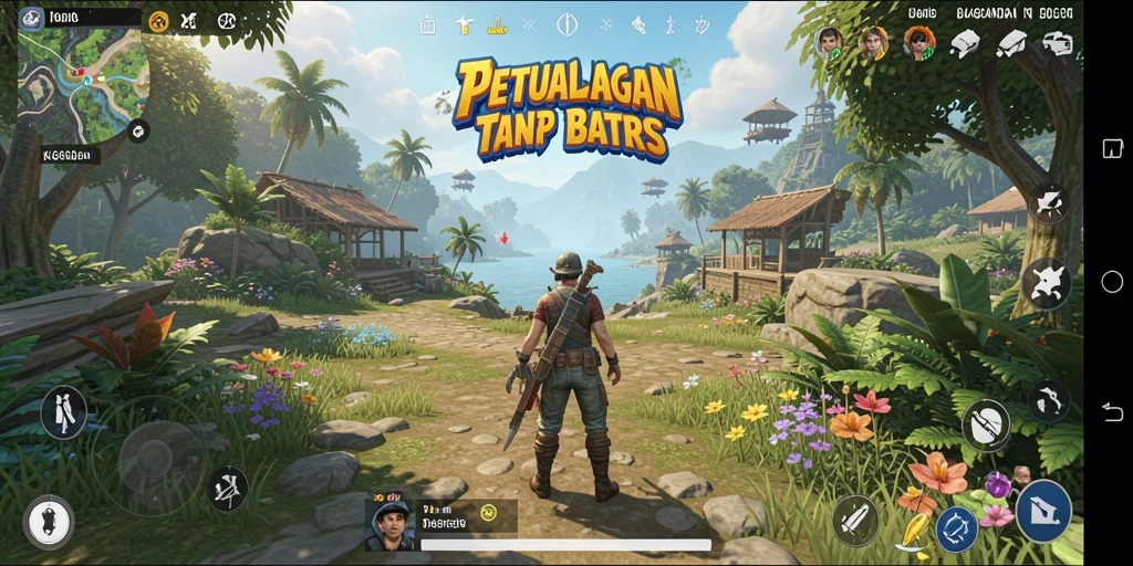 Tampilan dinamis gameplay KAGANDAN dalam dunia terbuka yang luas.
