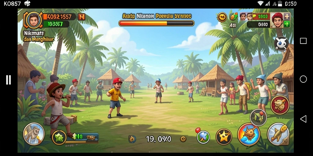 Tangkapan layar gameplay KO857 yang penuh warna dan menghibur.