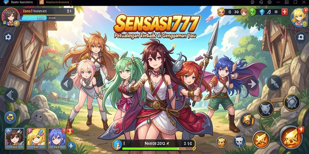 Tampilan gameplay SENSASI777 dengan karakter anime yang memukau.