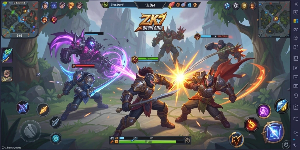 Tampilan seru dari gameplay ZK7 di MOBA yang dinamis.